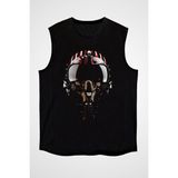 Darkhane Pilot Kaskı Siyah Unisex Kolsuz Kesik Kol T-Shirt - 001-Siyah