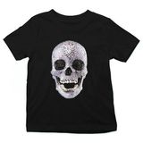 Darkhane Pırlanta Taşlı Kurukafa Siyah Unisex Çocuk Tişört T-Shirt - 001-Siyah - 1 - 2 Yaş