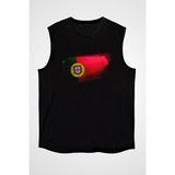 Darkhane Portekiz - Portugal Siyah Unisex Kolsuz Tişört Kesik Kol T-Shirt - 001-Siyah