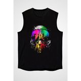 Darkhane Renkli Pilot Kaskı Siyah Unisex Kolsuz Kesik Kol T-Shirt - 001-Siyah - 2XL