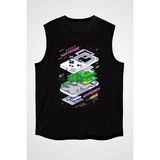 Darkhane Retro Gameboy Siyah Unisex Kolsuz Tişört Kesik Kol T-Shirt - 001-Siyah - XL