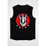Darkhane Rhino Gergedan Siyah Unisex Kolsuz Tişört Kesik Kol T-Shirt - 001-Siyah - XS