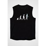 Darkhane Robot Evrimi Siyah Unisex Kolsuz Kesik Kol T-Shirt - 001-Siyah - 2XL