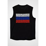 Darkhane Rusya Siyah Unisex Kolsuz Tişört Kesik Kol T-Shirt - 001-Siyah