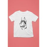 Darkhane Sadık Dost Doberman -Baskılı Unisex Beyaz Çocuk Tişört - T-Shirt CT007 - 9 - 10 Yaş