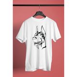 Darkhane Sadık Dost Doberman -Baskılı Unisex Beyaz Tişört - T-Shirt UT007 - XS