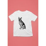 Darkhane Sadık Dostumuz Alman Kurdu -Baskılı Unisex Beyaz Çocuk Tişört - T-Shirt CT007 - 5 - 6 Yaş