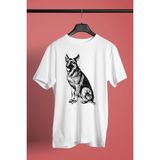Darkhane Sadık Dostumuz Alman Kurdu -Baskılı Unisex Beyaz Tişört - T-Shirt UT007 - XS