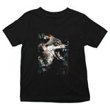 Darkhane Saldırgan Kurt Siyah Unisex Çocuk Tişört T-Shirt - 001-Siyah - 7 - 8 Yaş