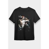 Darkhane Saldırgan Kurt Siyah Unisex Tişört T-Shirt - 001-Siyah - XS