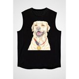 Darkhane Şampiyon Labrador Siyah Unisex Kolsuz Tişört Kesik Kol T-Shirt - 001-Siyah
