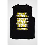 Darkhane Sarı Kalpli Ördek Siyah Unisex Kolsuz Tişört Kesik Kol T-Shirt - 001-Siyah - 2XL