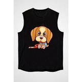 Darkhane Sevimli Beagle Siyah Unisex Kolsuz Tişört Kesik Kol T-Shirt - 001-Siyah - XL