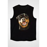 Darkhane Sevimli Dostum Rottweiler Siyah Unisex Kolsuz Tişört Kesik Kol T-Shirt - 001-Siyah - 2XL