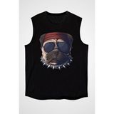 Darkhane Sigara Içen Çete Lideri Pug Siyah Unisex Kolsuz Tişört Kesik Kol T-Shirt - 001-Siyah - 2XL
