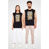 Darkhane Sihirbaz Fil Sirk Fili Şapkada Tavşan Siyah Unisex Kolsuz Tişört Kesik Kol T-Shirt - 001-Siyah - M