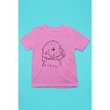 Darkhane Silüet Poddle Kaniş -Baskılı Unisex Pembe Çocuk Tişört - T-Shirt CT002 - Şeker Pembe - 9 - 10 Yaş