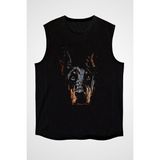 Darkhane Şirin Doberman Siyah Unisex Kolsuz Tişört Kesik Kol T-Shirt - 001-Siyah - XL