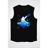 Darkhane Şirin Kutup Ayısı Siyah Unisex Kolsuz Tişört Kesik Kol T-Shirt - 001-Siyah - XS