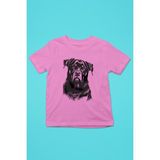 Darkhane Siyah Beyaz Rottweiler -Baskılı Unisex Pembe Çocuk Tişört - T-Shirt CT002 - Şeker Pembe - 3 - 4 Yaş