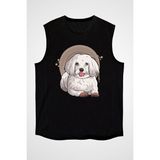 Darkhane Siyah Poodle Kaniş Siyah Unisex Kolsuz Tişört Kesik Kol T-Shirt - 001-Siyah - XL