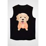 Darkhane Siyahl Bana Poodle Kaniş Siyah Unisex Kolsuz Tişört Kesik Kol T-Shirt - 001-Siyah - 2XL