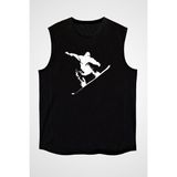 Darkhane Snowboarding Siyah Unisex Kolsuz Tişört Kesik Kol T-Shirt - 001-Siyah - 2XL