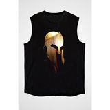 Darkhane Spartalı Kaskı Siyah Unisex Kolsuz Kesik Kol T-Shirt - 001-Siyah - M