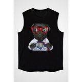 Darkhane Süper Kahraman Süper Pug Siyah Unisex Kolsuz Tişört Kesik Kol T-Shirt - 001-Siyah - 2XL