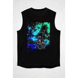 Darkhane Süpürgeli Cadı Siyah Unisex Kolsuz Tişört Kesik Kol T-Shirt - 001-Siyah