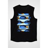 Darkhane Tang Cerrah Balığı Siyah Unisex Kolsuz Tişört Kesik Kol T-Shirt - 001-Siyah - XS