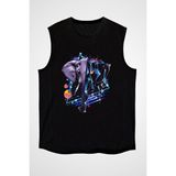 Darkhane Tasarım Fil Siyah Unisex Kolsuz Tişört Kesik Kol T-Shirt - 001-Siyah - XL