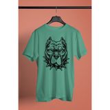 Darkhane Tasmalı Pitbull -Baskılı Unisex Su Yeşili Tişört - T-Shirt UT001 - 2XL