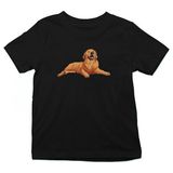 Darkhane Tatlı Köpek Golden Retriever Siyah Unisex Çocuk Tişört T-Shirt - 001-Siyah - 1 - 2 Yaş