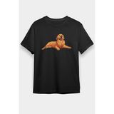 Darkhane Tatlı Köpek Golden Retriever Siyah Unisex Tişört T-Shirt - 001-Siyah - 2XL