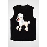 Darkhane Tatlı Poodle Kaniş Siyah Unisex Kolsuz Tişört Kesik Kol T-Shirt - 001-Siyah