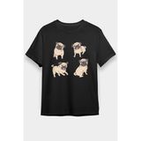 Darkhane Tatlı Pug Siyah Unisex Tişört T-Shirt - 001-Siyah - M