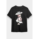 Darkhane Tek Omuz ve Şapka Tarzı Siyah Unisex Tişört T-Shirt - 001-Siyah