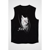 Darkhane Tilki Fox Siyah Unisex Kolsuz Tişört Kesik Kol T-Shirt - 001-Siyah - 2XL