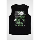 Darkhane Tropik Zebra Siyah Unisex Kolsuz Tişört Kesik Kol T-Shirt - 001-Siyah - XS