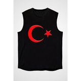 Darkhane Türkiye Siyah Unisex Kolsuz Tişört Kesik Kol T-Shirt - 001-Siyah - XL