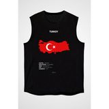 Darkhane Türkiye Siyah Unisex Kolsuz Tişört Kesik Kol T-Shirt - 001-Siyah