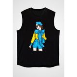 Darkhane Ukraynalı Kız Fashion Siyah Unisex Kolsuz Tişört Kesik Kol T-Shirt - 001-Siyah