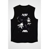Darkhane Uluyan Kurt Siyah Unisex Kolsuz Tişört Kesik Kol T-Shirt - 001-Siyah - 2XL