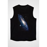 Darkhane Uzay Siyah Unisex Kolsuz Tişört Kesik Kol T-Shirt - 001-Siyah - 2XL