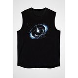 Darkhane Uzay Siyah Unisex Kolsuz Tişört Kesik Kol T-Shirt - 001-Siyah - XS