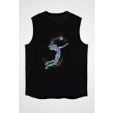 Darkhane Voleybol Siyah Unisex Kolsuz Tişört Kesik Kol T-Shirt