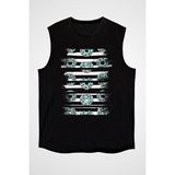 Darkhane Yaban Mersini Donut Siyah Unisex Kolsuz Tişört Kesik Kol T-Shirt - 001-Siyah - XL