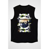 Darkhane Yaban Mersini Siyah Unisex Kolsuz Tişört Kesik Kol T-Shirt - 001-Siyah - XS