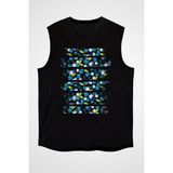 Darkhane Yaban Mersini Siyah Unisex Kolsuz Tişört Kesik Kol T-Shirt - 001-Siyah